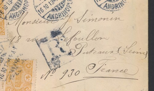 1913 TURKEY COVER TO FRANCE, 80pa REGISTERED ADRINOPLE, STAMBOUL DEPART VF - Imagen 14 de 20