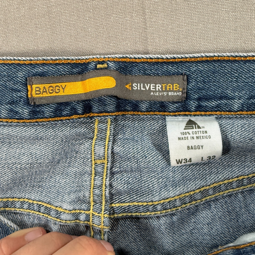 VTG Levis Silvertab Baggy Jeans Mens 36x32 Blue Y2K Wide Leg Relaxed 2003 - Picture 7 of 10