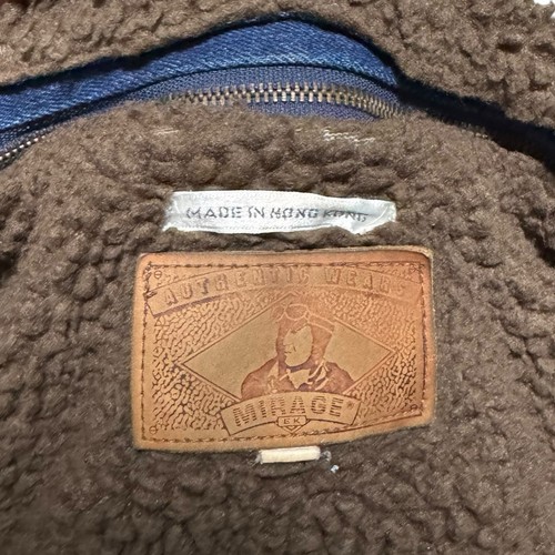 Vintage 80s 90s Mirage Denim Sherpa Lined Bomber Jacket Men’s Oversized Boxy M - Picture 8 of 9