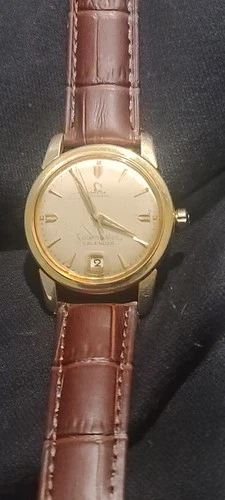 Vintage 1950s Omega Seamaster Calendar Automatic Watch 18k Solid Gold