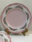4 PINKMAS Dinner Plates Pink Bows Christmas Tree Holly 11" Porcelain 222 Fifth