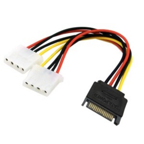 15-pin SATA Male to Dual 4pin Molex Female Power Adapter Cable Connector - Afbeelding 6 van 7