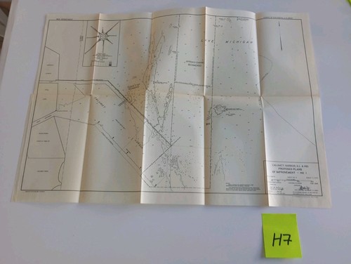 1938 Calumet Harbor Il Radio Beacon US Army Corps Engineering Survey Sketch Map - Picture 1 of 3