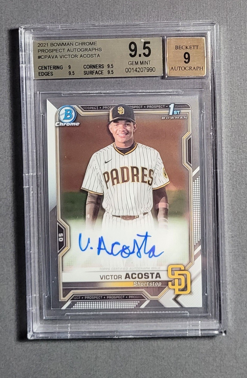 2021 Bowman Chrome Victor Acosta Prospect Auto BGS 9.5 Auto 9