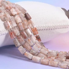 Red Copper Rutilated Quartz Faceted Tube Beads Size 12x8mm 15.5" Strand