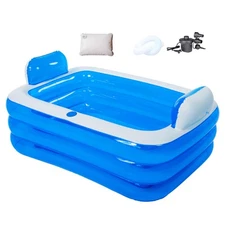 Double Inflatable Bathtub with Electric Air Pump and Bath Pillow Headrest, Po...