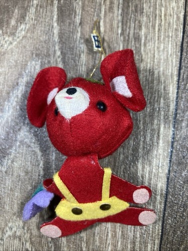 Vintage Felt Teddy Bear Red/Green Made In Japan Christmas Holiday Ornament - Picture 3 of 6