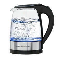 MegaWise Electric Kettle, 1.8L Borosilicate Glass Tea Kettle with LED Light, ...