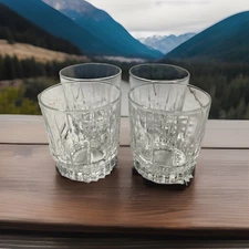 Lot Of 4 Arcoroc LANCER 8 Oz old fashioned clear whiskey glasses Lancier  3.5" h