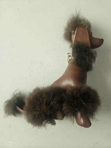 Vintage Brown Vinyl Poodle Plush Stuffed Dog 50s 60s Japan