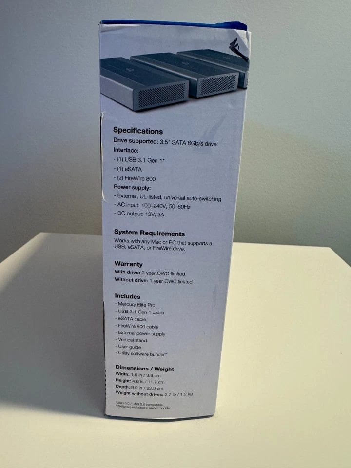 OWC 2TB Mercury Elite Pro HDD USB 3.0 External Storage Hard Drive - Low Use! - Image 3 of 4