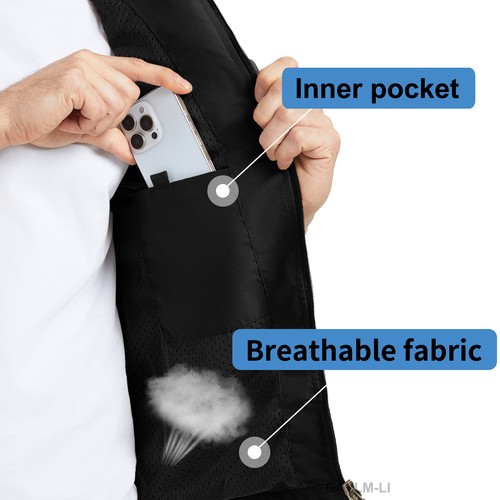 Men's Outdoor Casual Gilets Quick Dry Fishing Vest Lightweight Sleeveless Jacket - Picture 5 of 18