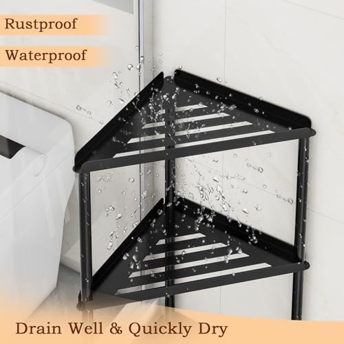 Corner Shower Caddy Standing, 3 Tier Shower Organizer Stand, Metal 3-tier Black - Picture 5 of 6