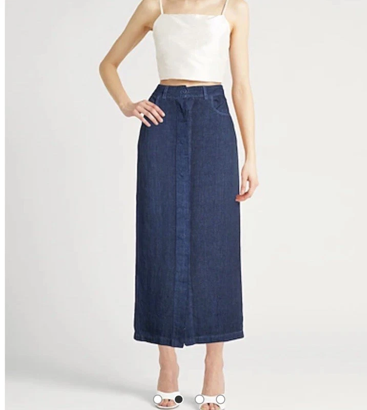 120% LINO Soft and Stretchy Linen Blend Long Skirt. Size L/46. MSRP $370