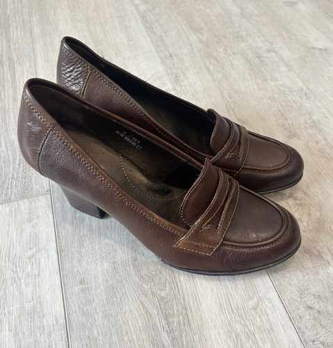 Born Schuhe Damen 9 Concordia Pumps braun Leder Blockabsatz Freizeit rund W6446 - Bild 1 von 7