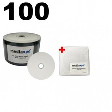 100 Grade A 52x CD-R 80min 700MB White Inkjet Hub Printable Shrink Wrap & 100 PS