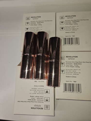 3x Revolution Glow Mega Beam Stick Face and Body Highlighter Rose Gold 0.63 oz - Picture 5 of 5