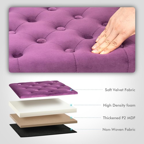 Storage Ottoman Cube Velvet Tufted Folding Ottomans with Lid, Footstool Rest ... - Picture 3 of 7