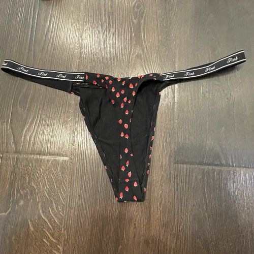 NWT VICTORIA'S SECRET PINK STRAWBERRY MICRO TINY LOGO SIDE STRAPS THONG XXL - Picture 2 of 5