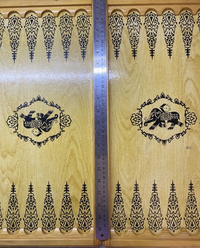 VINTAGE Collectible Russian LARGE WOODEN BACKGAMMON & Chess Board 55cm = 21,65” - Picture 4 of 24