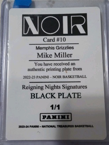 2023-24 National Treasures Basketball Printing Plate Auto 1/1 Mike Miller ๐จ ๐ฅ - Picture 2 of 2
