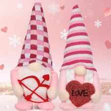 Valentine Gnome Decor Gifts Valentine'S Day Gnomes 2Pcs Decorations Handmade Sca