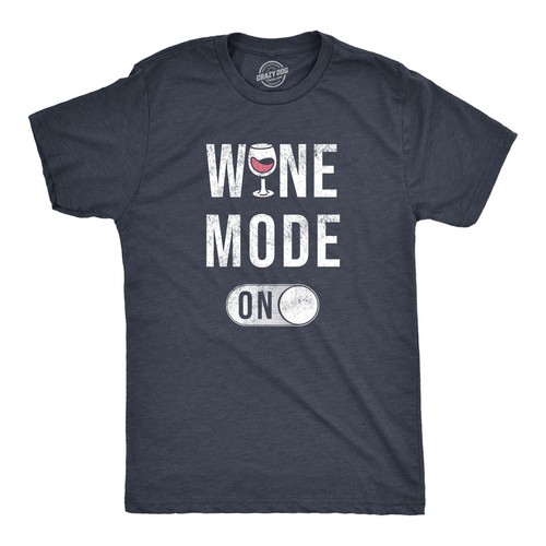 Mens Wine Mode On T Shirt Funny Red White Drinking Lovers Button Joke Tee For