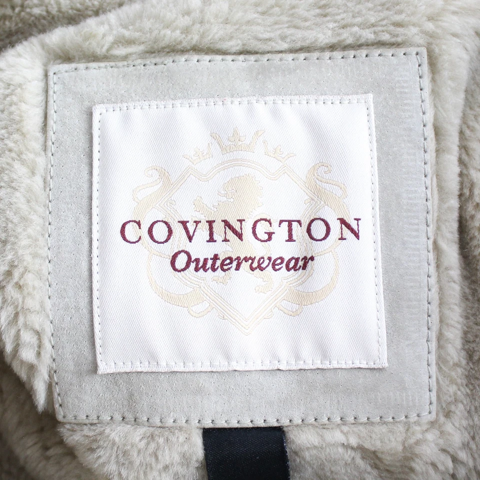 Abrigo Covington Outerwear Largo Medio Beige Cuero Real y Piel Falsa Para Mujer Talla XL Foto 4 de 4