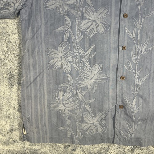 Camisa Tommy Bahama SS con botones para hombre XL azul 100 % seda tropical bolsillo hawaiano - Imagen 5 de 19