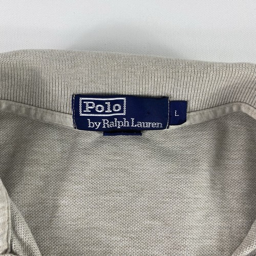 Polo Ralph Lauren Polo Shirt Mens Large Beige Tan Short Sleeve Cotton Blue Pony - Picture 4 of 11