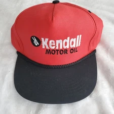 Retro KENDALL MOTOR OIL Strapback Cap Hat Red Black OSFA Black Logo Edition