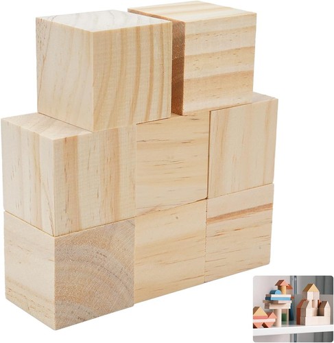 Holzwuerfel 8 Stück 50x50x50 mm natur unbehandelt Basteln Lernen Puzzle - Bild 1 von 12