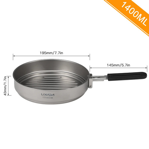 1100ml Titan Bratpfanne Ultraleichte Grill pfanne mit Klapp griff für das Kochen - Bild 8 von 27