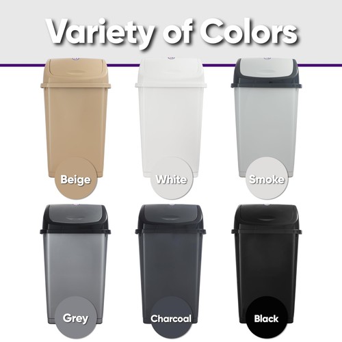 Kitchen Trash Can 13 Gallon with Swing Lid, Plastic Tall Garbage Can Outdoor ... - Picture 3 of 7