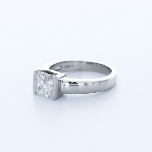 2ct D VS2 Princess diamante naturale 950 plat. Anello di fidanzamento solitario classico - Foto 3 di 7