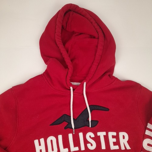 Sudadera con capucha Hollister roja para hombre M Pullover con logotipo - Imagen 4 de 10