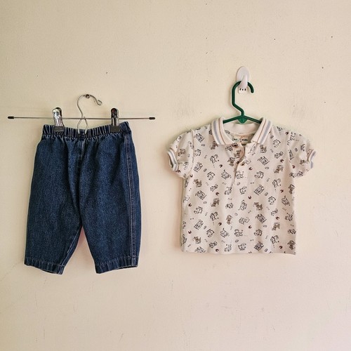 Vintage B.T. Kids polo shirt and pull-on denim lot, both size 6-9 months. - Picture 2 of 10