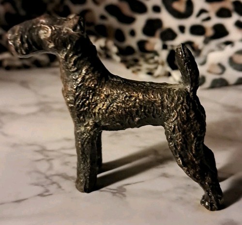 Vintage Bronze Dog Standing Terrier Figurine Great Detail