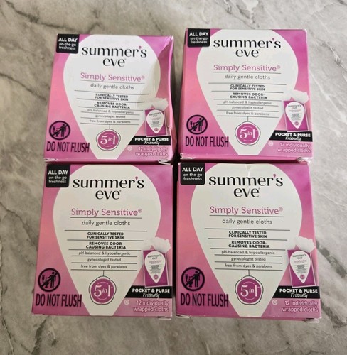 Lot of 4 Summer’s Eve Simply Sensitive Cleansing Cloths On The Go 16 Cloths Each - Picture 2 of 7