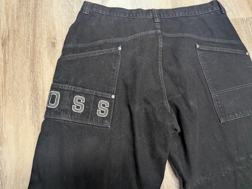 Jeans Boss Vintage Para Hombre Talla 42M Negro Denim Suelto Y2k Pierna Ancha Patinador - Imagen 23 de 24