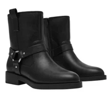 🎅🏻 Frye and Co Womens Elodie Black Heel  Moto Ankle Combat Boots 8M