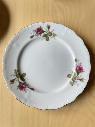 Vintage Mismatched Porzellan 4er Set Salat oder Mittagessen Teller rosa Blumen Mix #10 - Bild 5 von 11