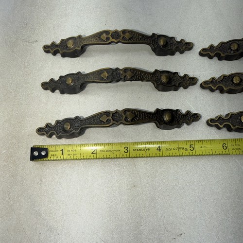 Menge 6 Messing Antik Schrank Griff Schublade Ziehen Französische Provinz 3" cc MCM - Bild 4 von 8