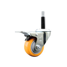 3 Inch 316SS Yellow Poly Swivel 3/4 Inch Expanding Stem Caster Lock Brake SCC