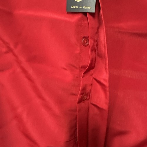 NWT Men's Red Long Sleeve Band Collar Dress Shirt XXL Banded Collar Very Fancy - Picture 6 of 10