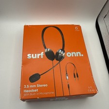 Surf onn 3.5mm Stereo Headset w/ Microphone Black 6Ft Cable