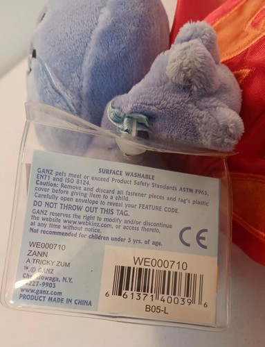 Ganz Webkinz Zumbuddy Primera Edición ZANN A TRICKY ZUM W/Tags - Imagen 3 de 6