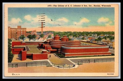 The Offices of S. C. Johnson & Son, Inc., Racine, WI - Old Postcard F10