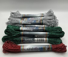 DARICE Lot Of 14 Metallic Cord For Plastic Canvas Bright Colors Green Silver Red