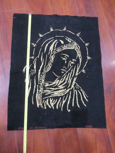 Vintage Greek Religious Textile Madonna Gold on Black Made in Greece 2005 - Picture 2 of 4